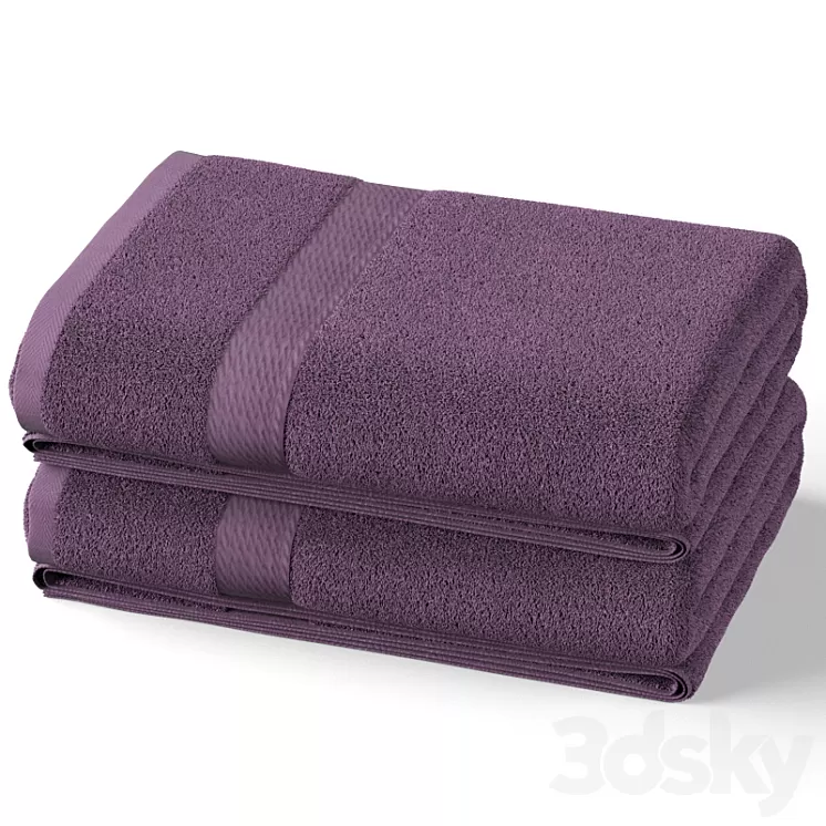 Egyptian Cotton Towel Set - 2-Piece 900 GSM 3D Model