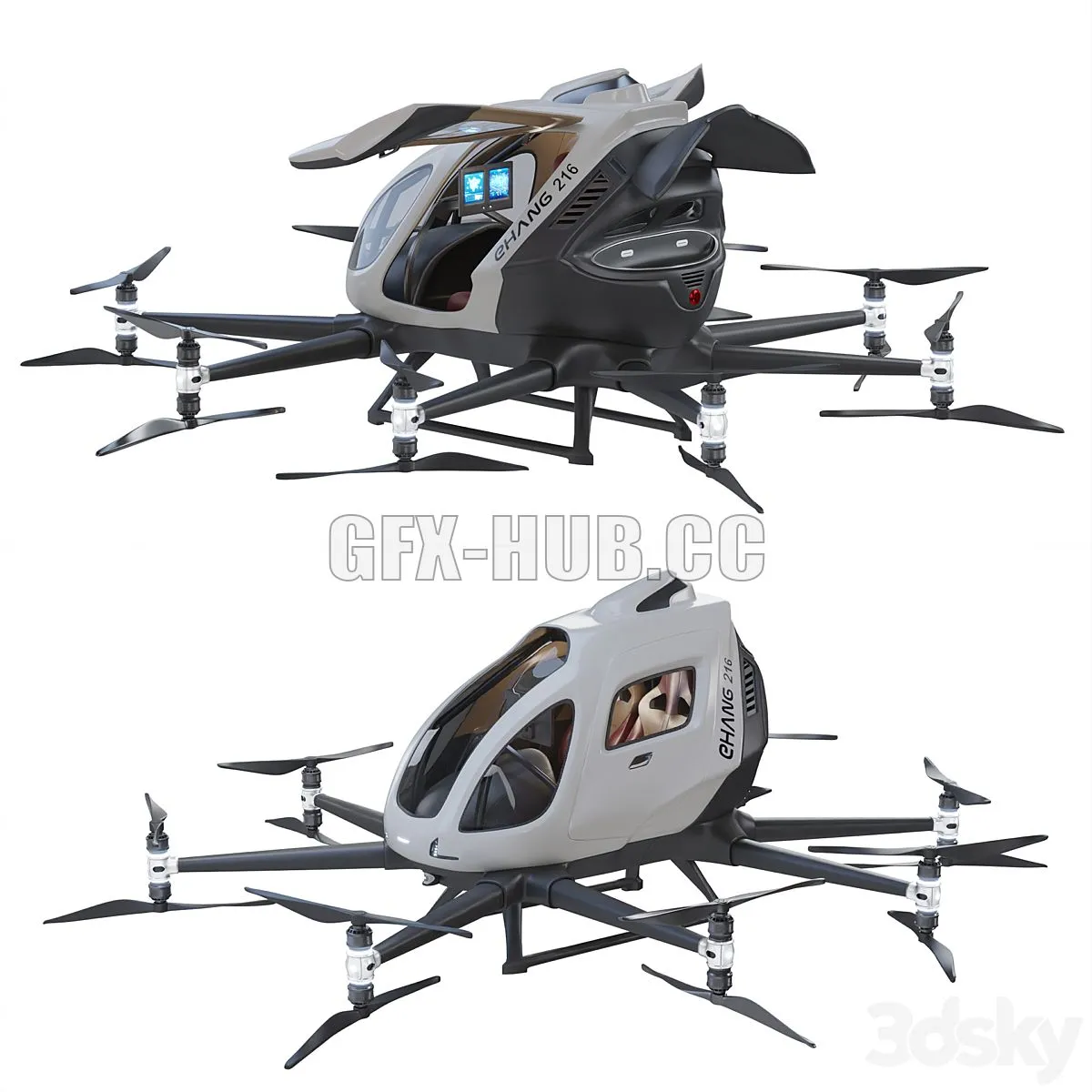 Ehang Flying Taxi 3D Model
