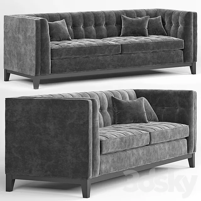 Eichholtz Aldgate Modern Classic Black Velvet Modular Sofa 3D Model