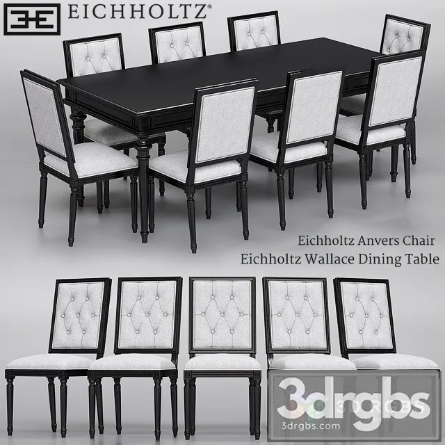Eichholtz Anvers Chair and Wallace Dining Table 3D Model Free
