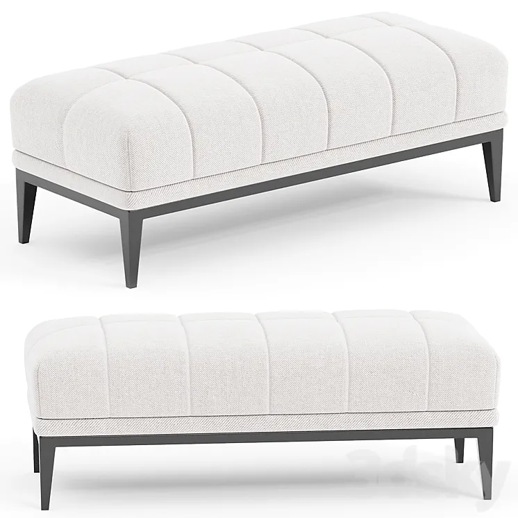 Eichholtz Aurelio White Tufted Upholstered Bench 3D Model Free