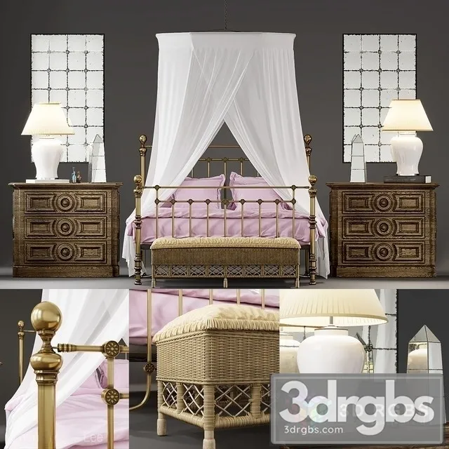 Eichholtz Bedset Provence Style 3D Model Free