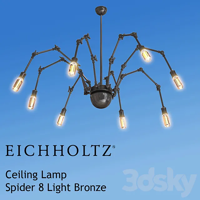 EICHHOLTZ Ceiling Lamp Spider 8 Light Bronze 3D Model
