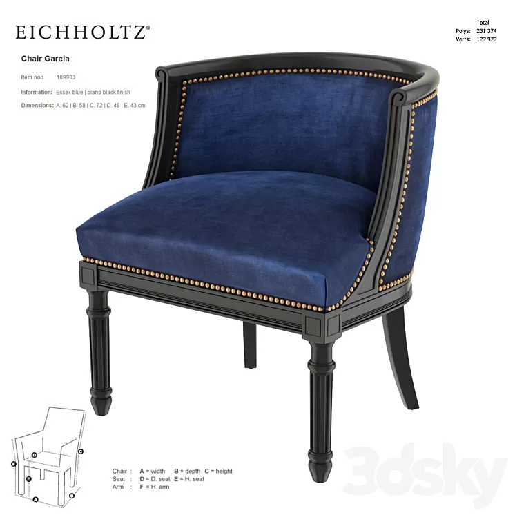 EICHHOLTZ Chair Garcia 109903 3D Model