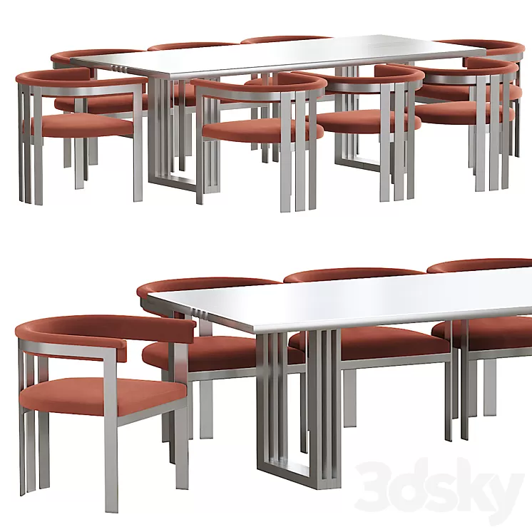 Eichholtz Clubhouse & GARIBALDI dining table 3D Model Free