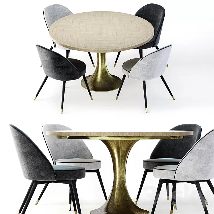 Eichholtz Cooper Dining Chair and Melchior Table 3D Model