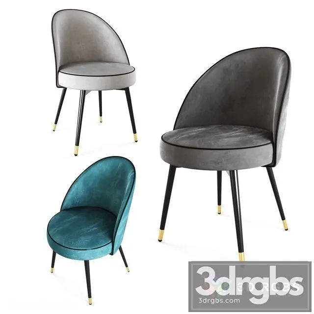 Eichholtz Dining Chair Velvet Set 3D Model Free
