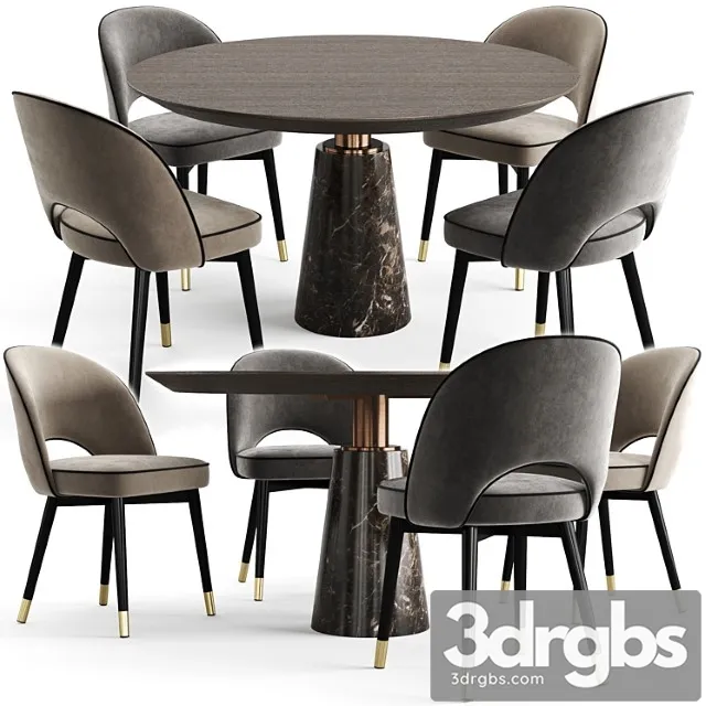 Eichholtz dining table genova and chair cliff 2 3D Model Free