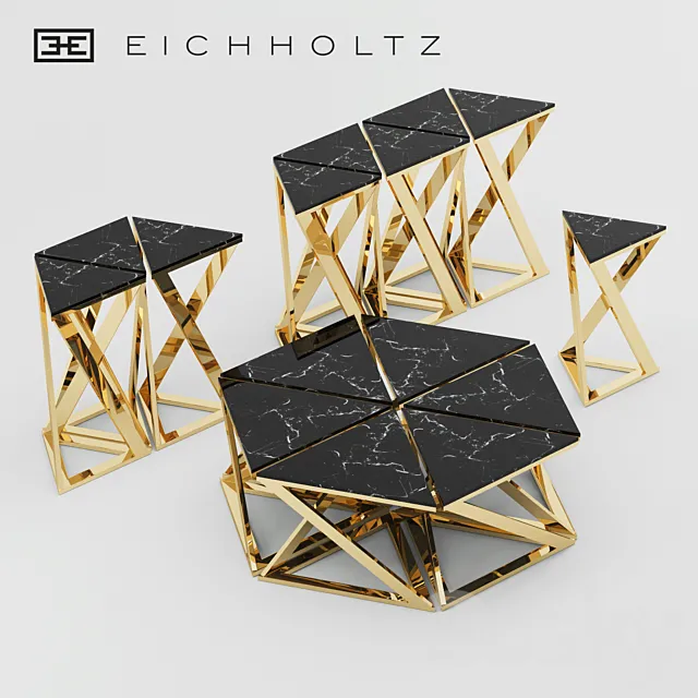 Eichholtz Galaxy table set 3D Model