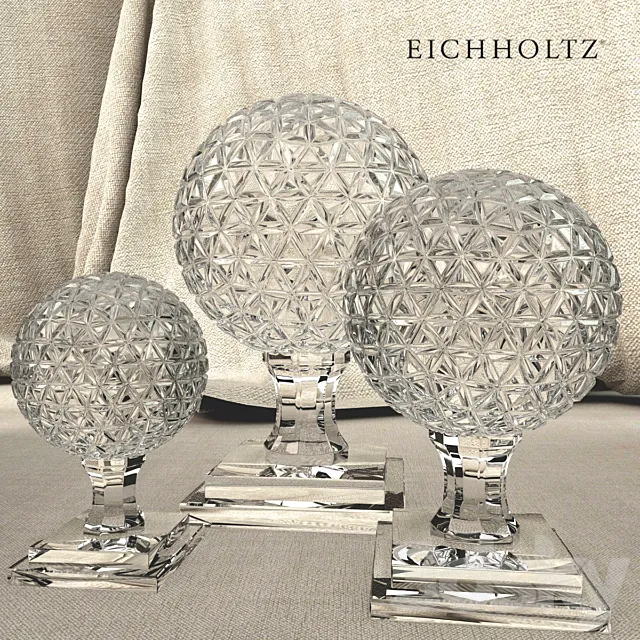Eichholtz Glass Arabesque Objects Set Of 3 3D Model