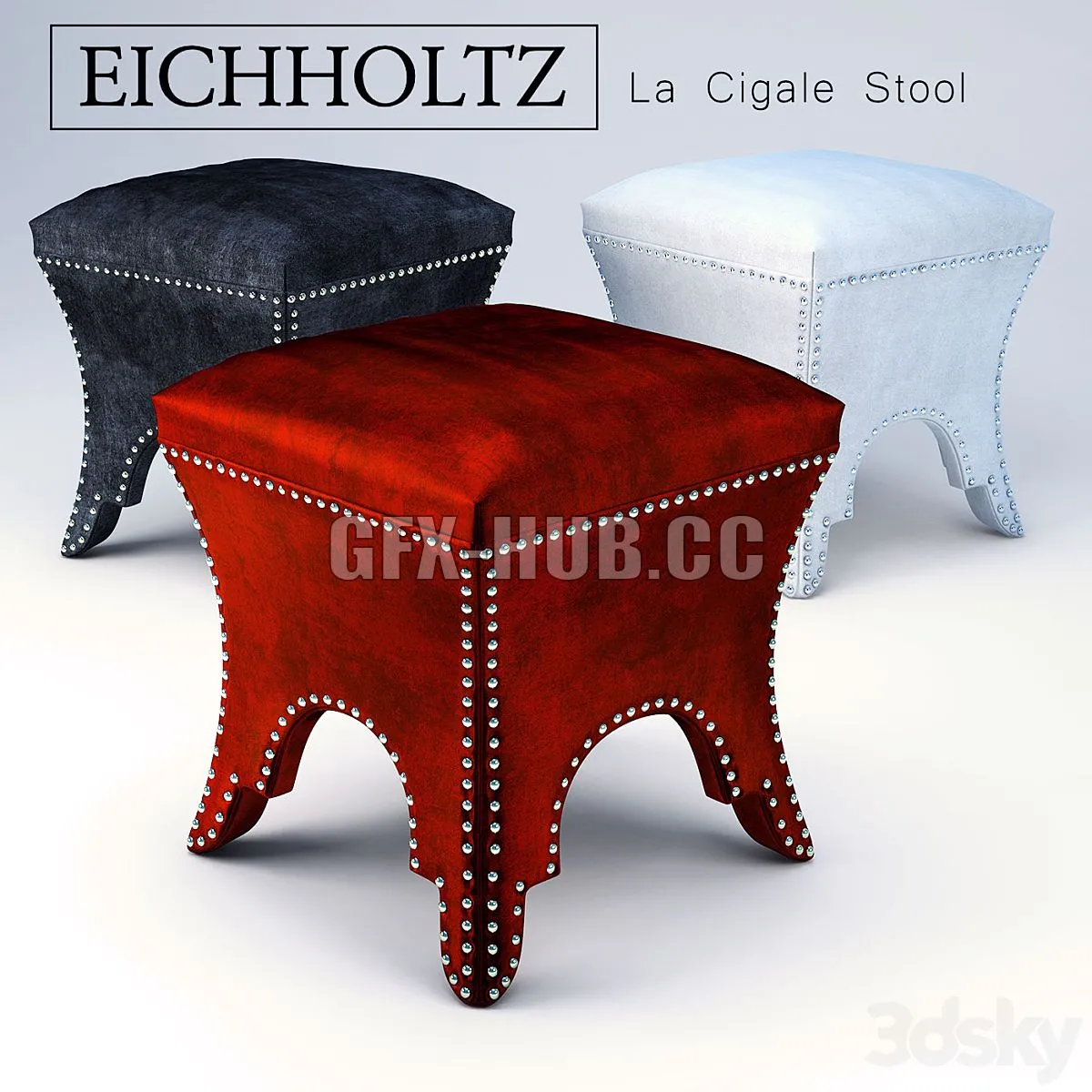Eichholtz La Cigale Stool 3D Model