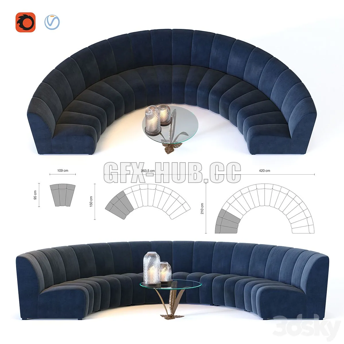 Eichholtz Lando sofa 3D Model