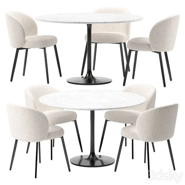 Eichholtz Lloyd Chair and Crate & Barrel Nero Table 3D Model