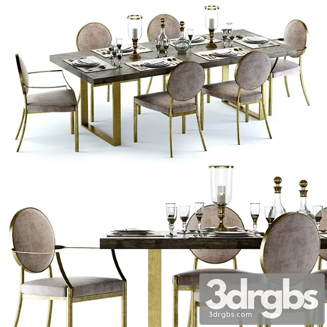 Eichholtz melchior table and scribe chairs 2 3D Model Free