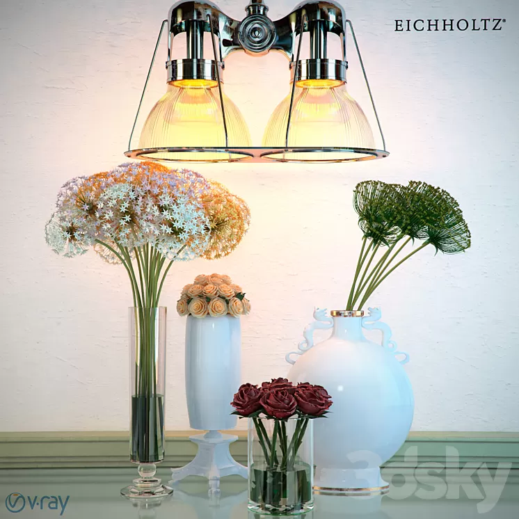 Eichholtz Porters Bay Lamp and Vases 3D Model