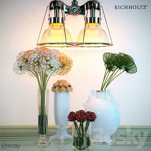 Eichholtz Porters Bay Lamp and Vases 3DModel