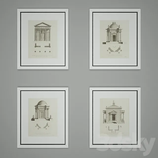 Eichholtz prints Architecture set of 4 3DModel