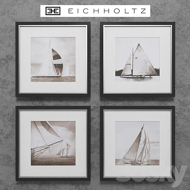 Eichholtz Set of 4 Boat Prints 3DModel