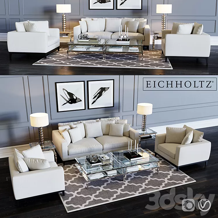 Eichholtz Sofa Principe & Chair Principe 3D Model
