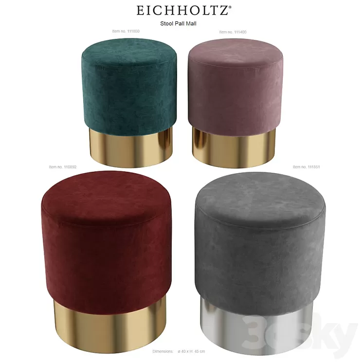 EICHHOLTZ Stool Pall Mall 111851 110892 111400 111850 3D Model