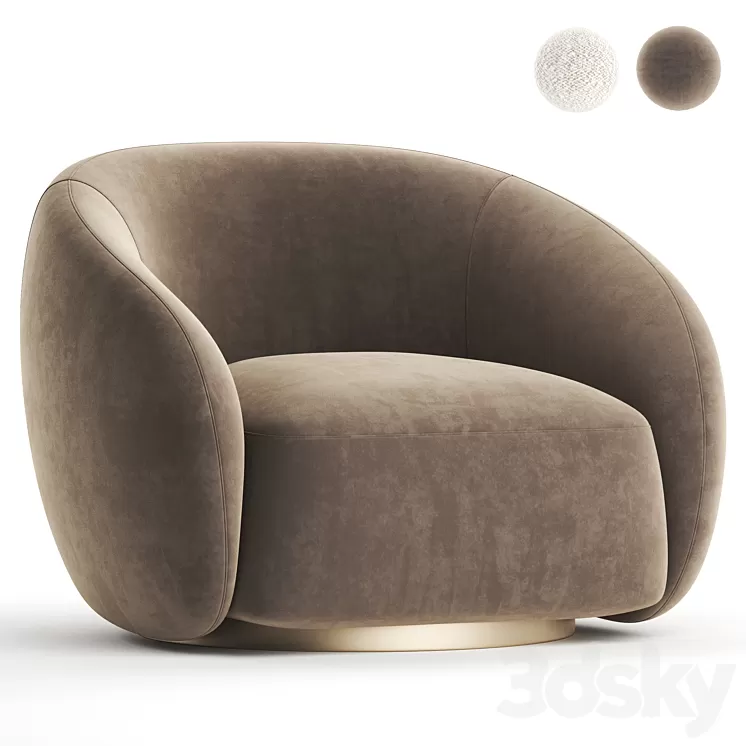 EICHHOLTZ Swivel Armchair BRICE Boucle Cream 3D Model Free