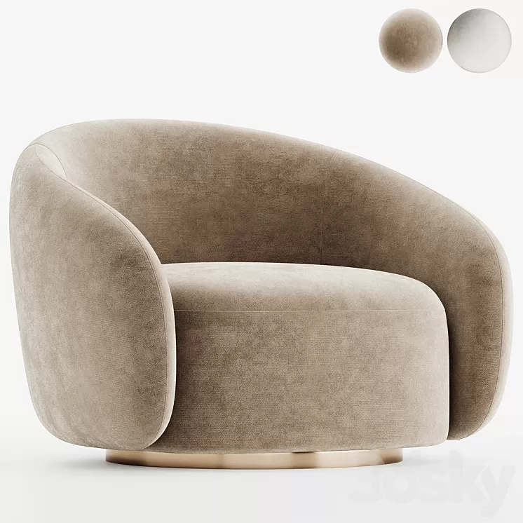 EICHHOLTZ Swivel Armchair BRICE Boucle Cream 3D Model Free
