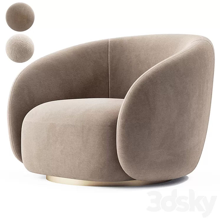 EICHHOLTZ Swivel Armchair BRICE Boucle Cream 3D Model Free
