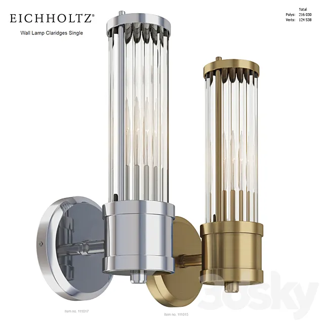 EICHHOLTZ Wall Lamp Claridges Single 111017 111015 3DModel