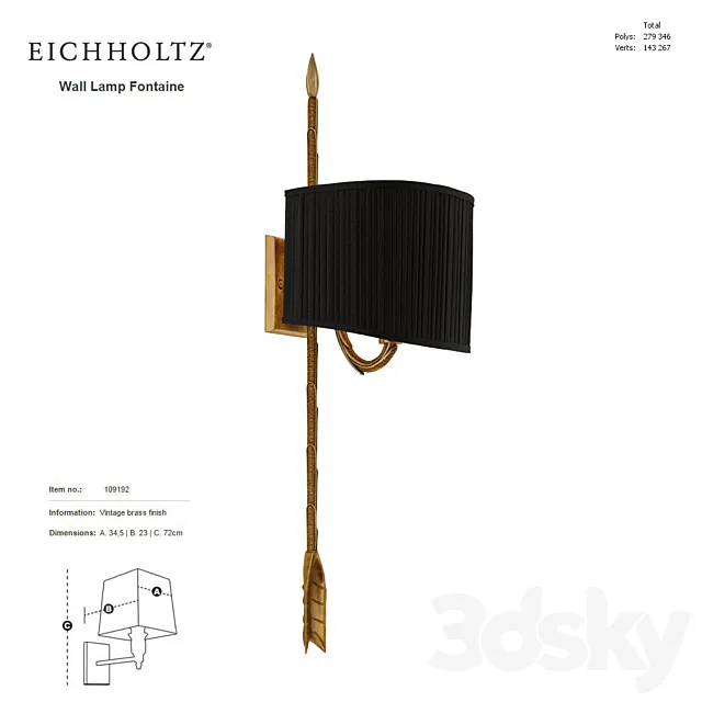 EICHHOLTZ Wall Lamp Fontaine 109192 3D Model