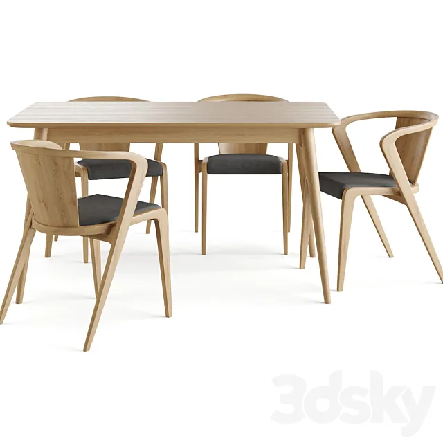 Ekarma's table. Litke chair. Partisan 3D Model