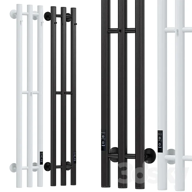 Electric heated towel rail Margroid Inaro 120x12 R with hooks matte black 3D Model
