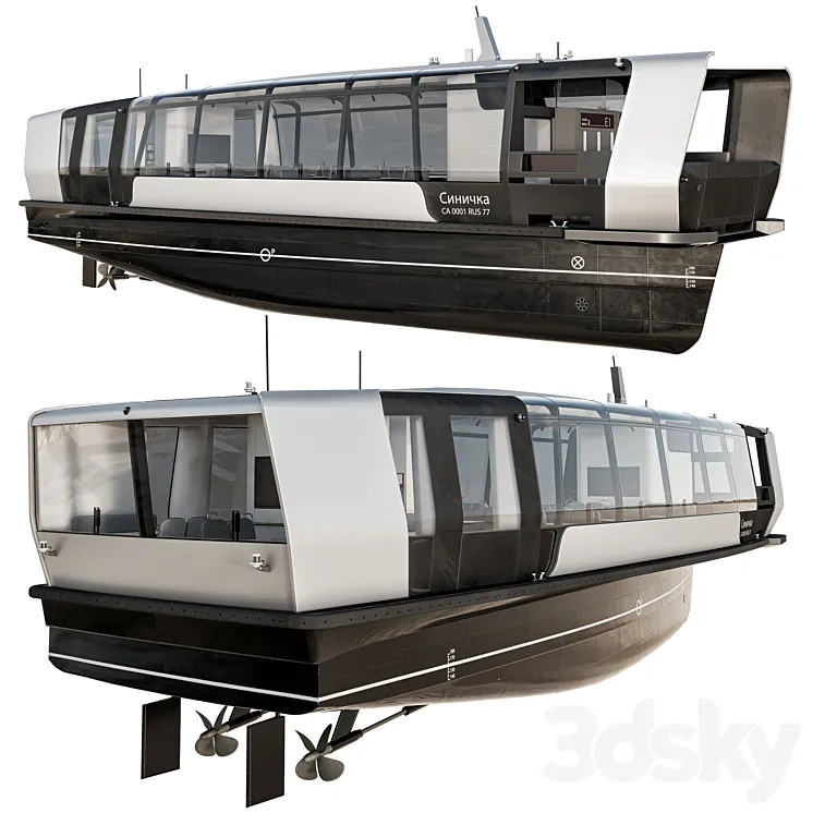 Electric river tram 3D Model Free