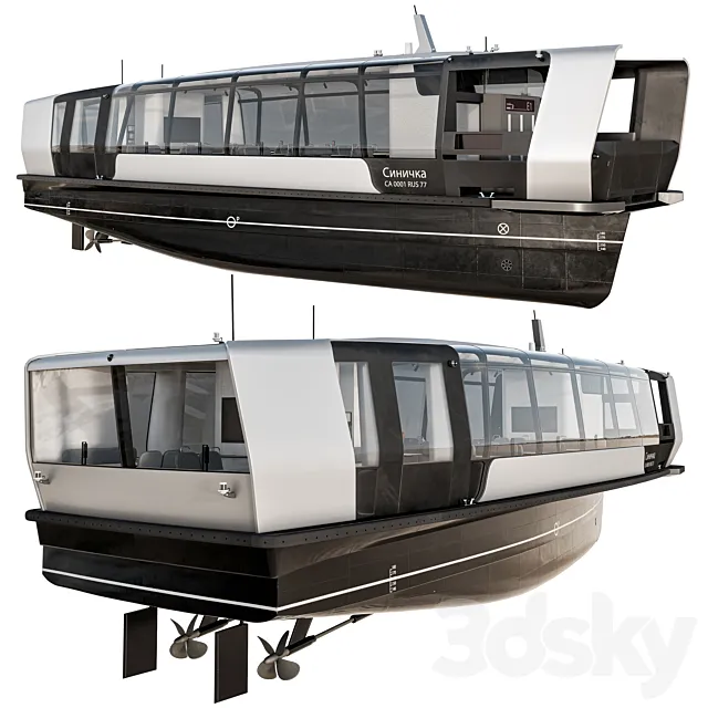 Electric river tram 3D Model