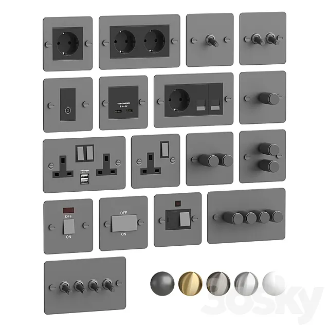 Electrical outlets and switches Buster & Punch 3D Model