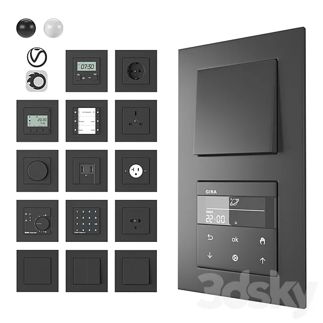 Electronics Gira E2 flat installation 3D Model