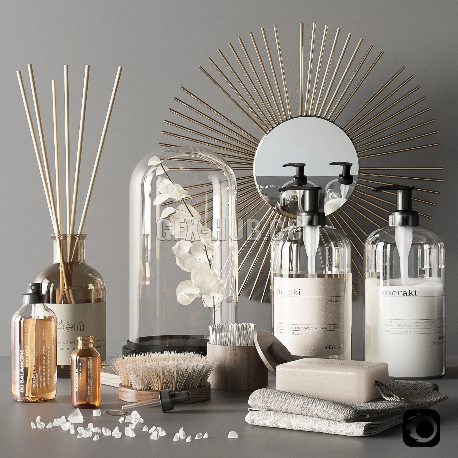 Elegant bathroom accessories 3D Model