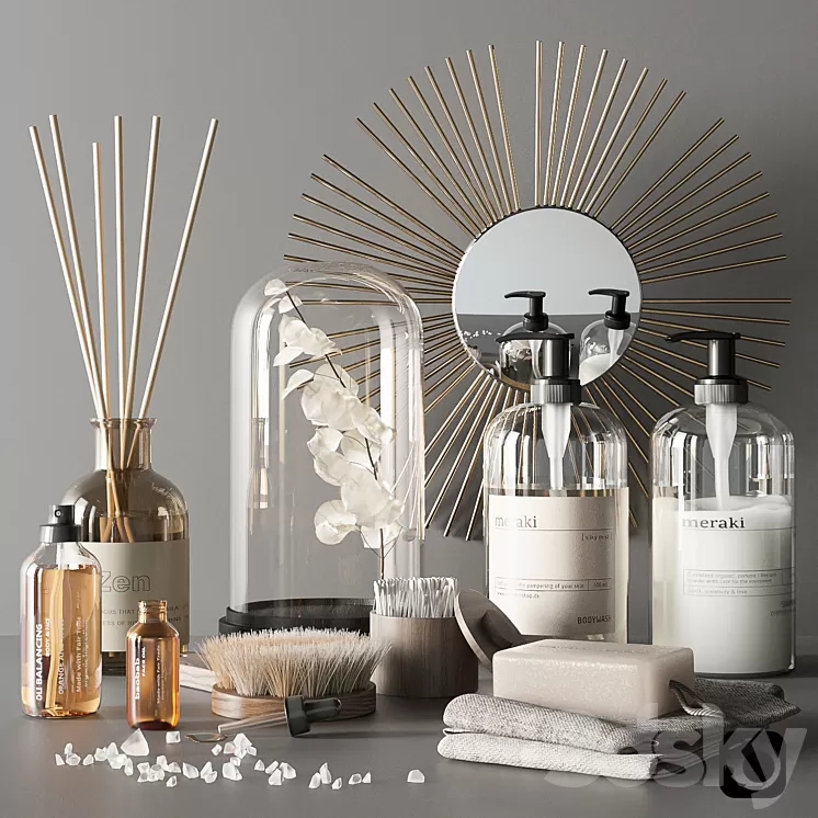Elegant bathroom accessories 3D Model