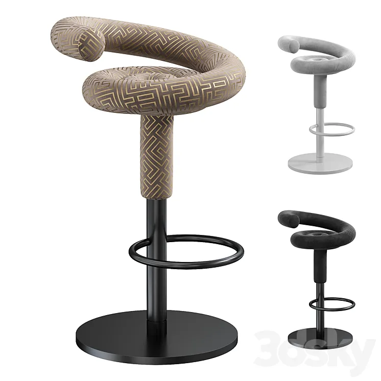 Elegant contemporary sweep bar stool 3D Model Free