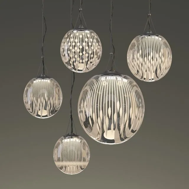 Elegant Crystal Pendant Lamp 3D Model