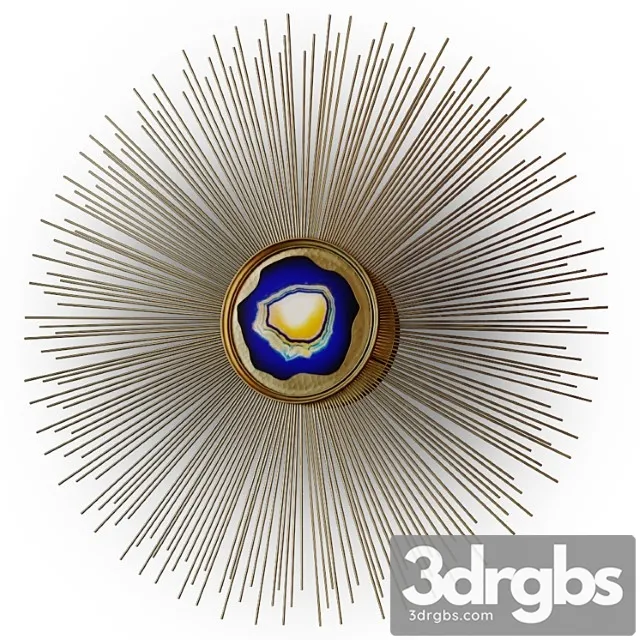 Elegant polished blue agate starburst wall light 3D Model Free