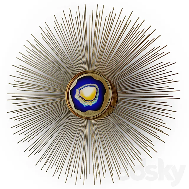 Elegant Polished Blue Agate Starburst Wall Light 3DModel