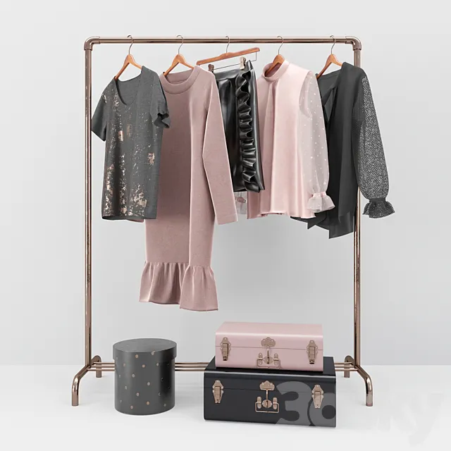 Elegant Set Woman Clothes Set 02 3DModel