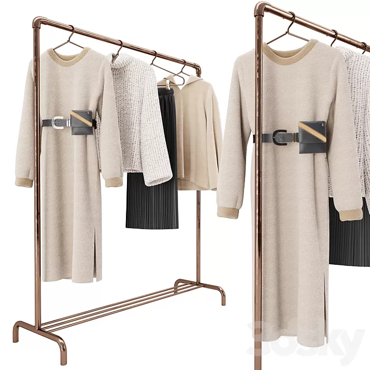 Elegant Woman Clothes Set 03 3D Model Free