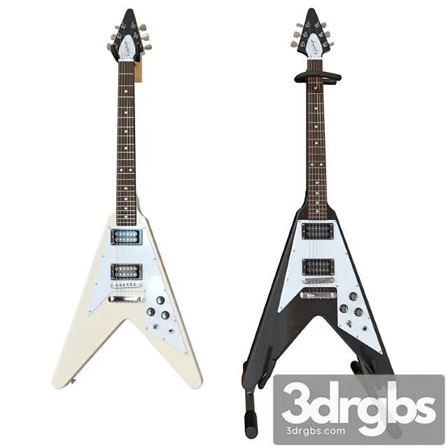 Elektrogitara Gibson Epiphone Flying V Style Black And Beige 3D Model Free