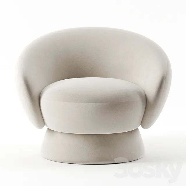 Elephant Club Circular Base Curved Lounge Chair 3D Model