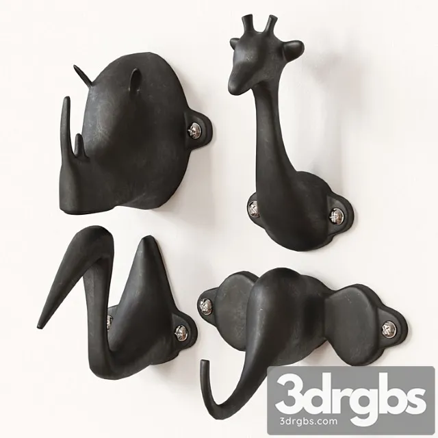 Elephant giraffe rhino heron 3D Model Free