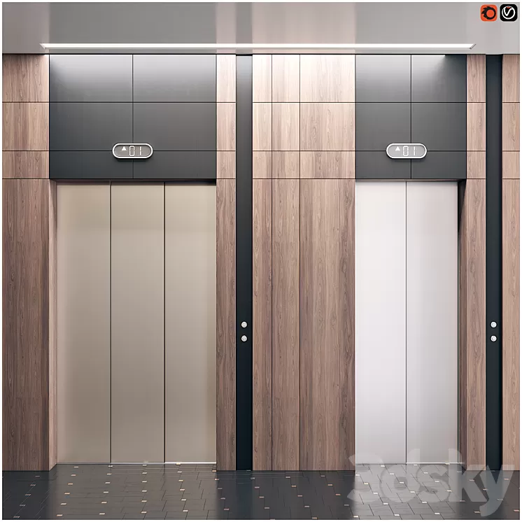 Elevator with interior 1 3D Model