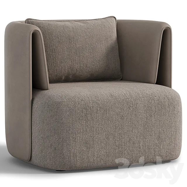 Elio Swivel Barrel Chair 3D Model