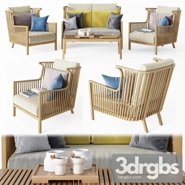 Elizabeth  Bench Sofa Set Outdoor 3D Model Free