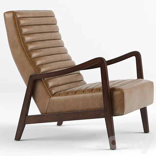 Elkan Modern Classic Camel Leather Brown Armchair 3DModel